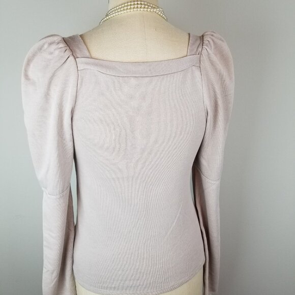 Splendid Josephine Puff Sleeve Sweatshirt in Latte * Super Soft * Ladies Small - Picture 3 of 8